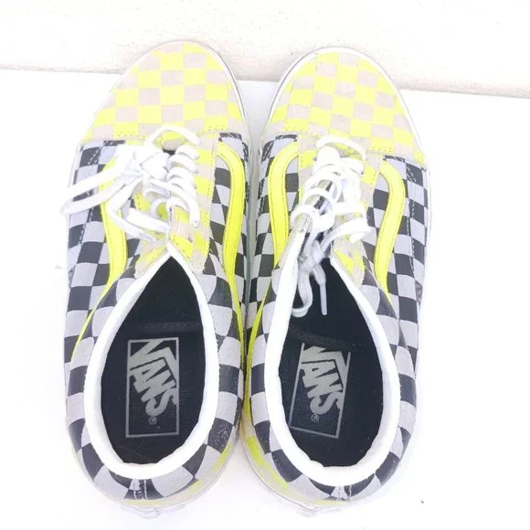 Vans Men's Size 7 Yellow Black White Checkered Shaker Board Shoes - Picture 5 of 9